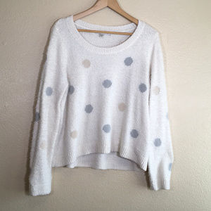 LC Lauren Conrad Fuzzy Polka Dot Sweater High Low